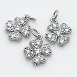 Подвеска Клевер, родиевое покрытие, фианиты, размер 14*11 мм, цена за 1 шт