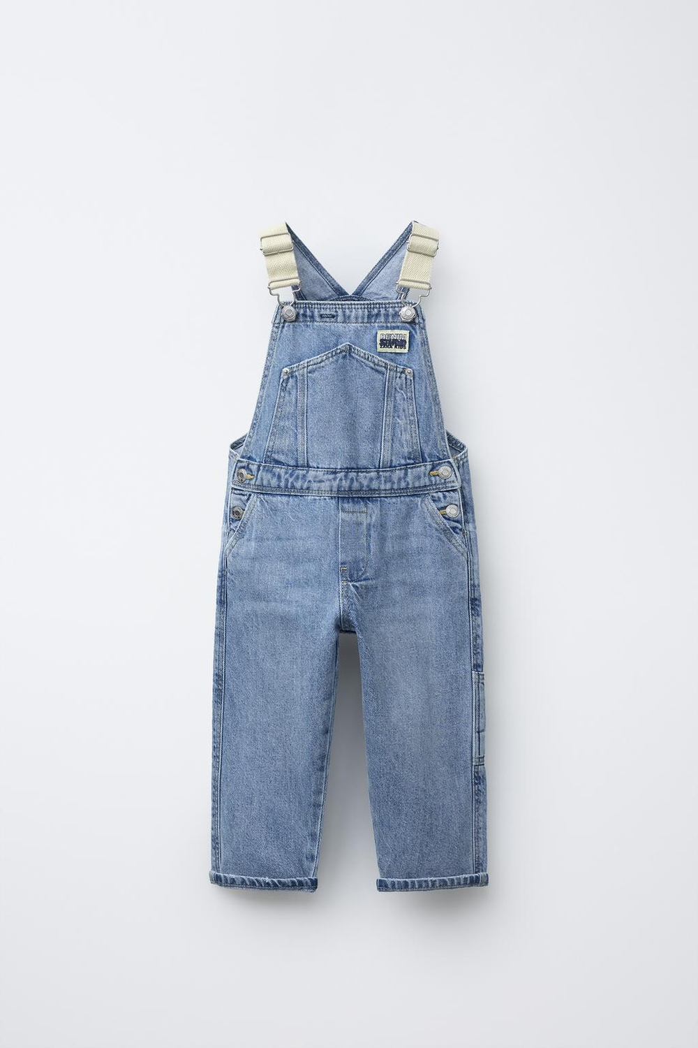 ZARA ДЖИНСОВЫЙ КОМБИНЕЗОН КОМБИНИРОВАННЫЙ, ВЫЦВЕТШИЙ СИНИЙ