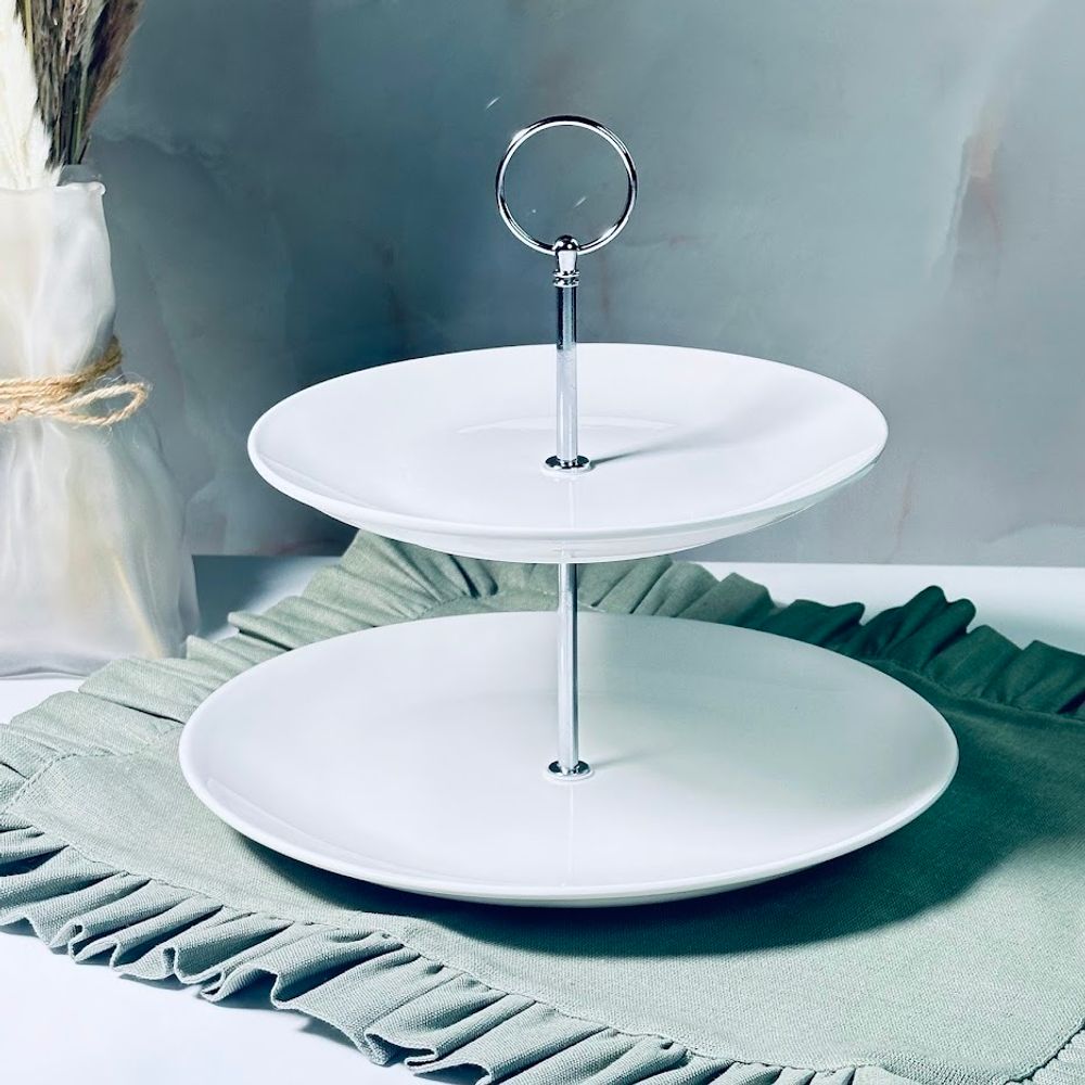 Lenardi 118-126 Двухъярусная этажерка BIANCO 25,5х25 см в под.уп.(х8)Фарфор