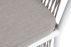 "Романо" стул плетеный из роупа, каркас алюминий белый муар, роуп бежевый круглый, ткань бежевая 15052