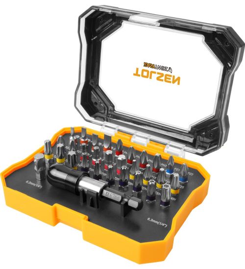 TOLSEN (TT20377) Набор вставок (бит) 1/4", Ph, Pz, Hex, Torx, Slotted, Torxtr, Square, 32 предмета