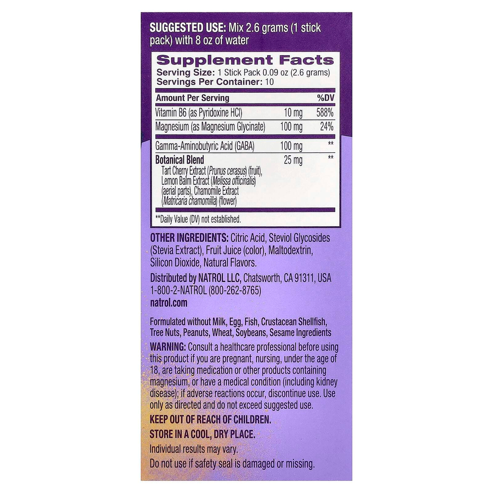 Natrol, Sleep & Restore, успокаивающая смесь для напитков, без мелатонина, лимон и ромашка, 10 пакетиков по 2,6 г (0,09 унции)