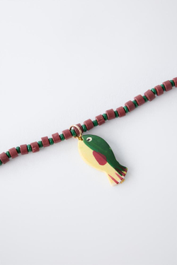 ZARA НАБОР ИЗ 2 ОЖЕРЕЛИЙ С БУСИНАМИ, КОРИЧНЕВЫЙ/ЭКРЮ