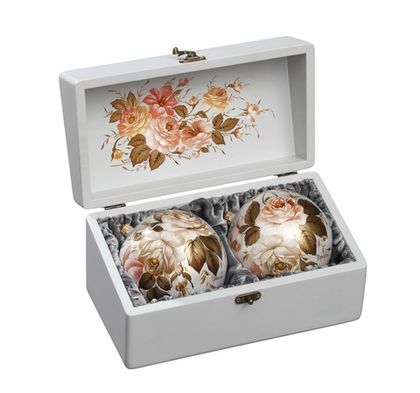 Zhostovo Christmas balls in wooden box - set of 2 balls SET04D-667785866