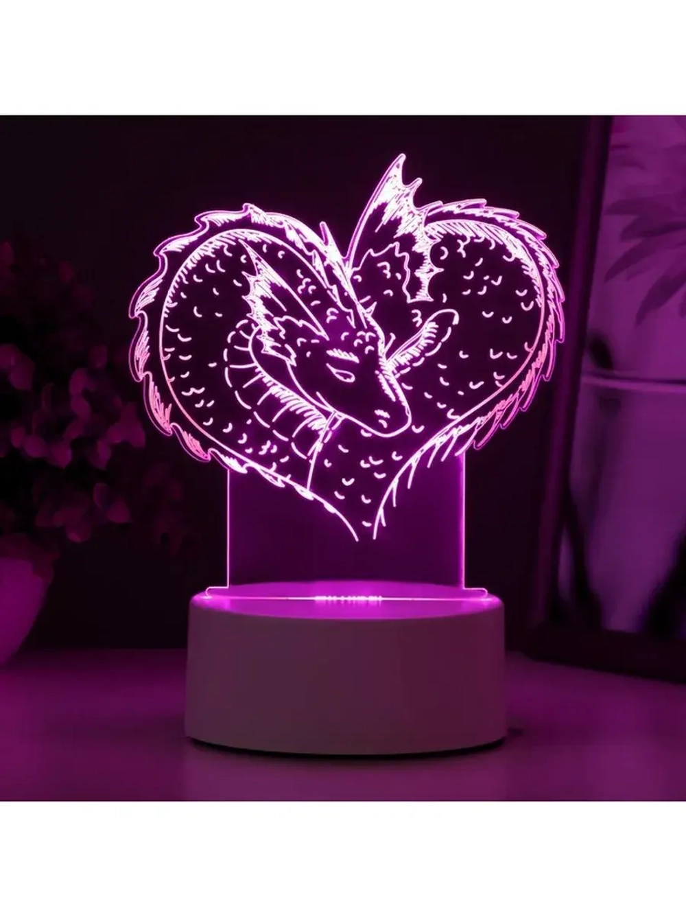 Светильник 3D ночник RISALUX «Драконы», LED RGB, от сети, 14