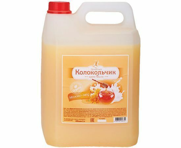 Жидкое крем-мыло Колокольчик молоко и мёд 5 л.