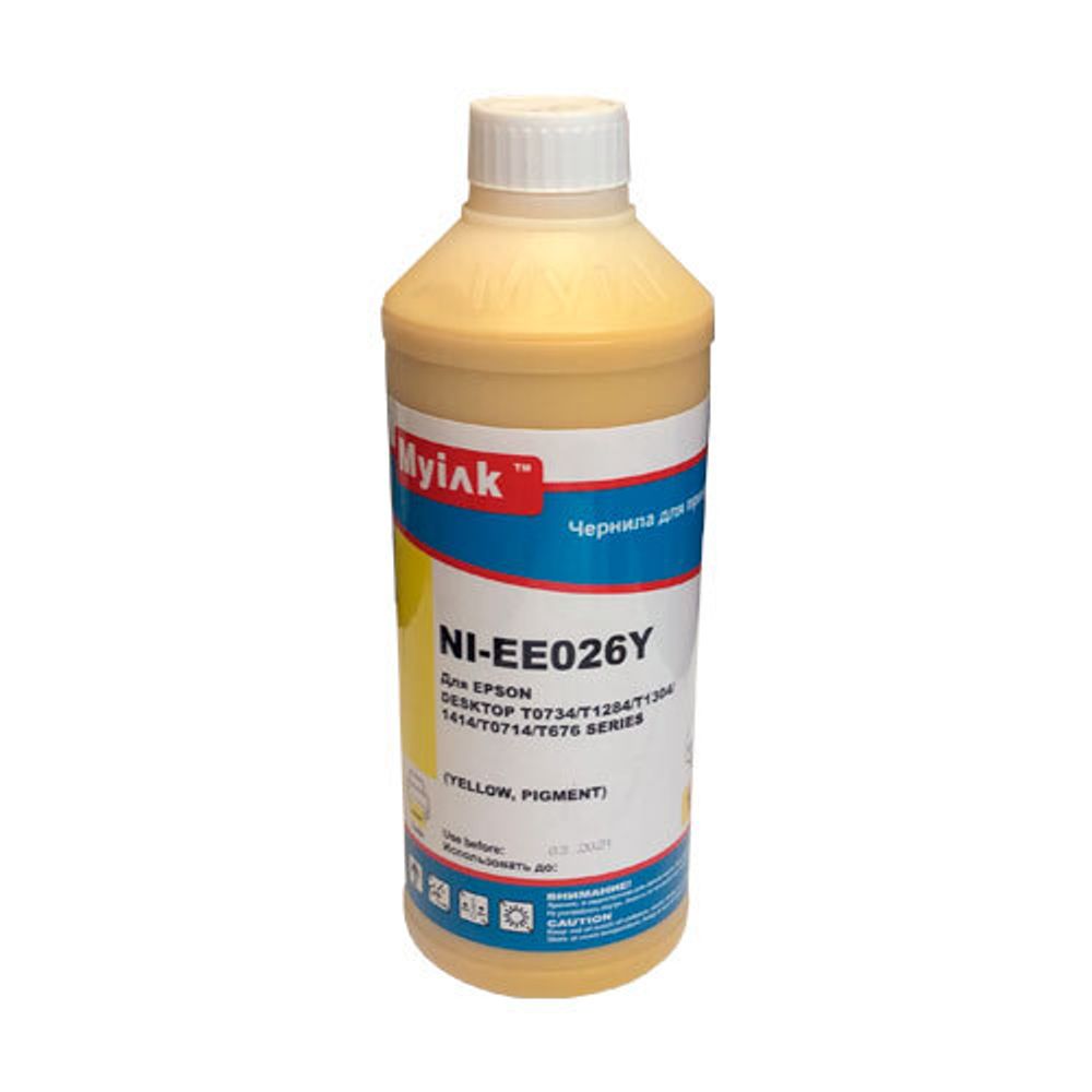 Чернила для EPSON (T0734/T0714/T0924) St C67/91/CX3700/4300/ T40/TX550/S22/SX125 (1л, yellow, Pigment) EE026Y MyInk