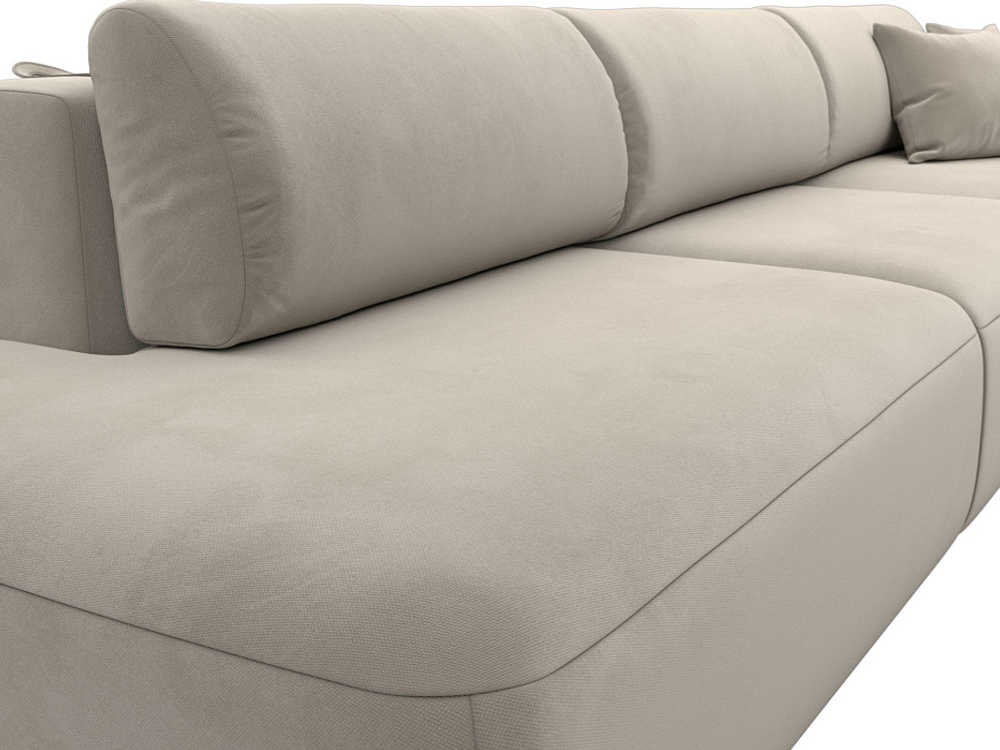 Диван угловой Лига-036 НПБ Модерн Лонг правый угол МИКРОВЕЛЬВЕТ Бежевый