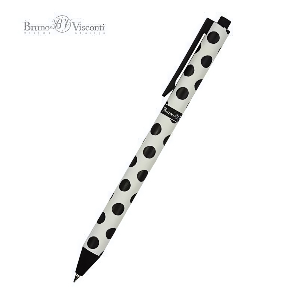 Ручка шариковая 0,5мм синяя "ArtClick.Black polka dots" (Bruno Visconti)