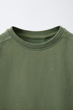 ZARA ФУТБОЛКА GARMENT DYE, ХАКИ