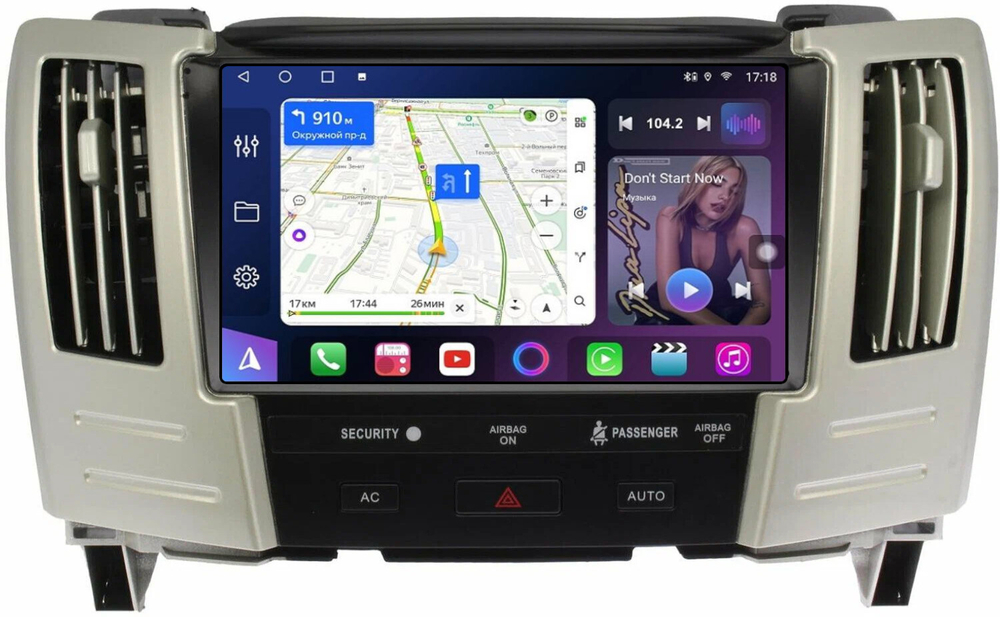 Магнитола для Toyota Harrier XU30 2003-2013, Lexus RX 2003-2009 (цветной, рамка наверх) - FarCar BM9-9660 монитор 9" QLED на Android 13, TS10, 4Гб+32Гб, CarPlay, 4G SIM-слот