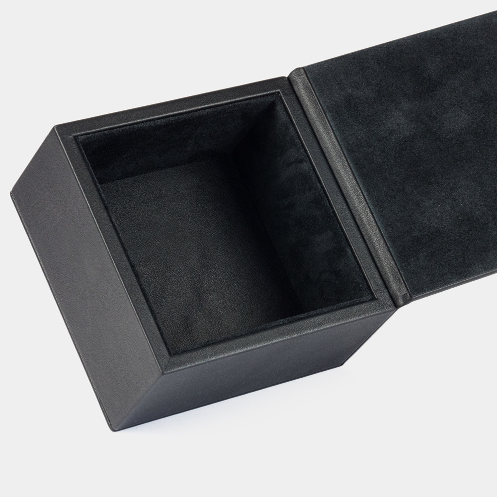 Кофр для хранения из кожи теленка, черного цвета