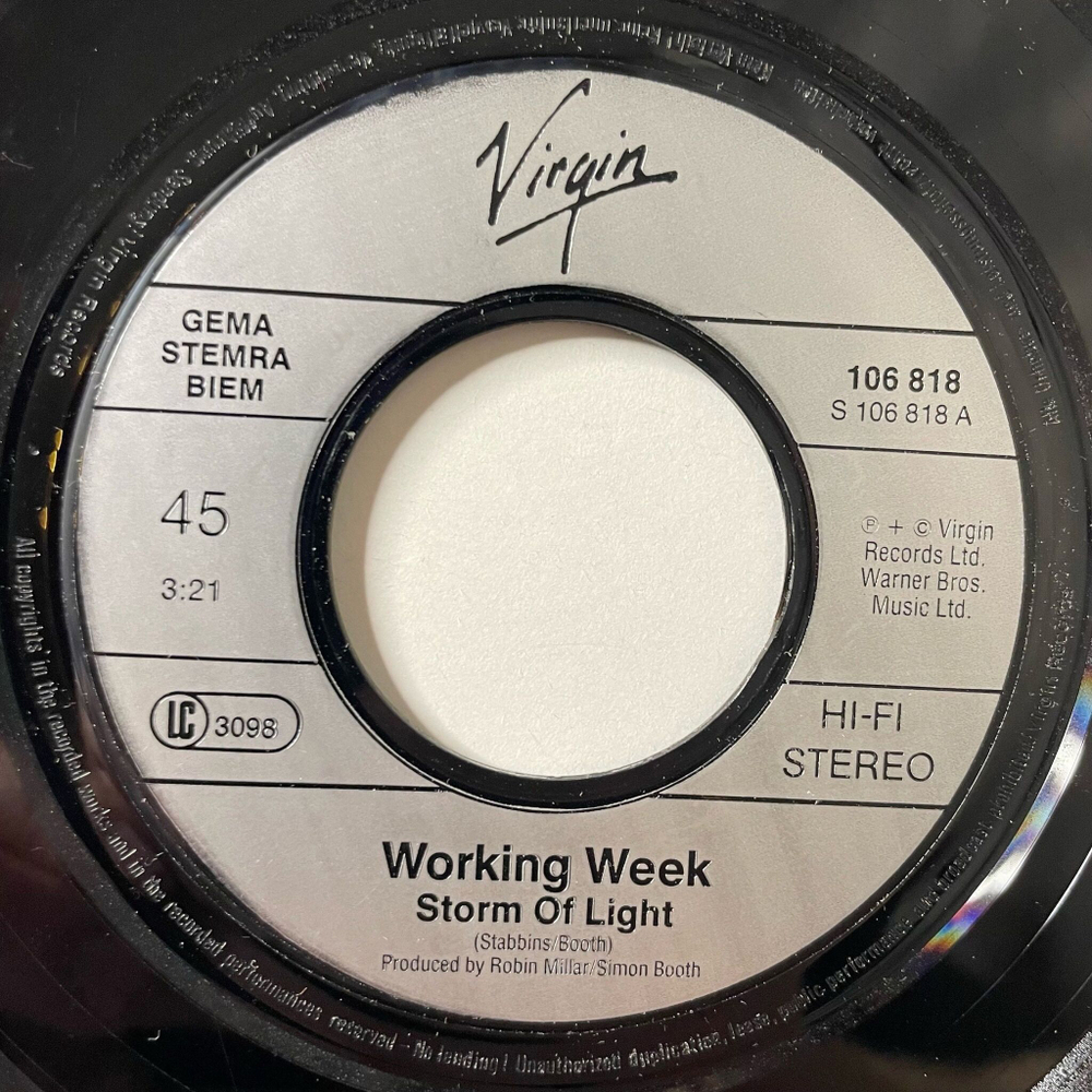 Винтажная виниловая пластинка LP Working Week Storm Of Light, Venceremos (Germany 1984) 7 дюймов, 45 RPM, Single