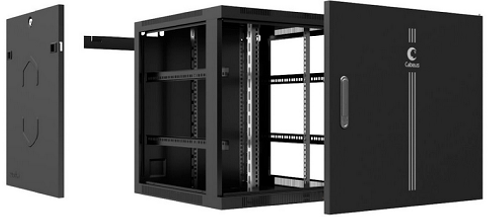 Шкаф настенный 19", 9U Cabeus SH-05F-9U60/35m-BK