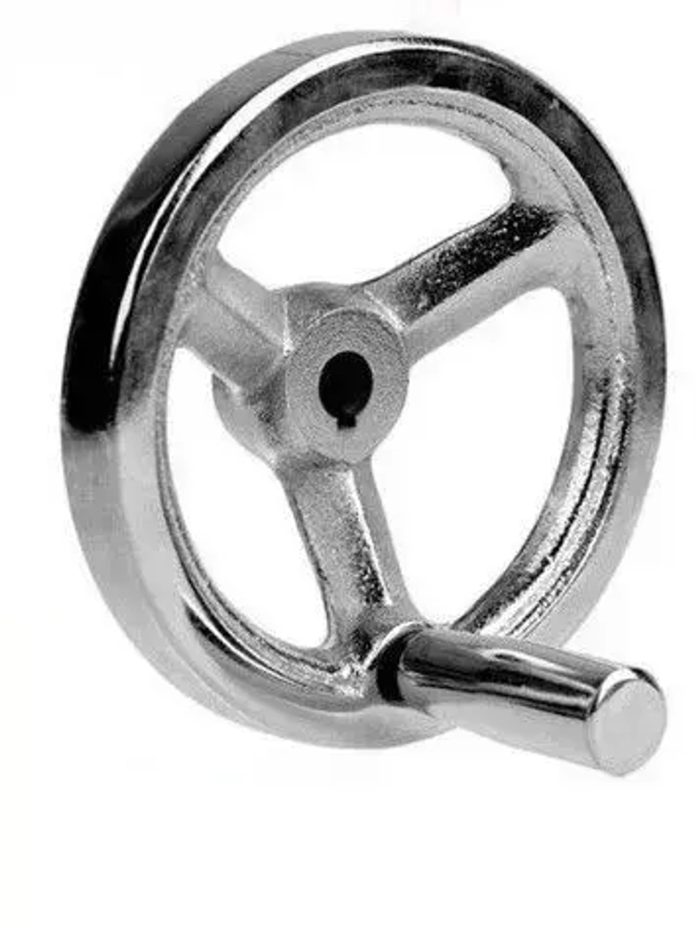 Маховик чугун 125х14х5мм (Dxdxb) с 3-мя спицами, с ручкой М8