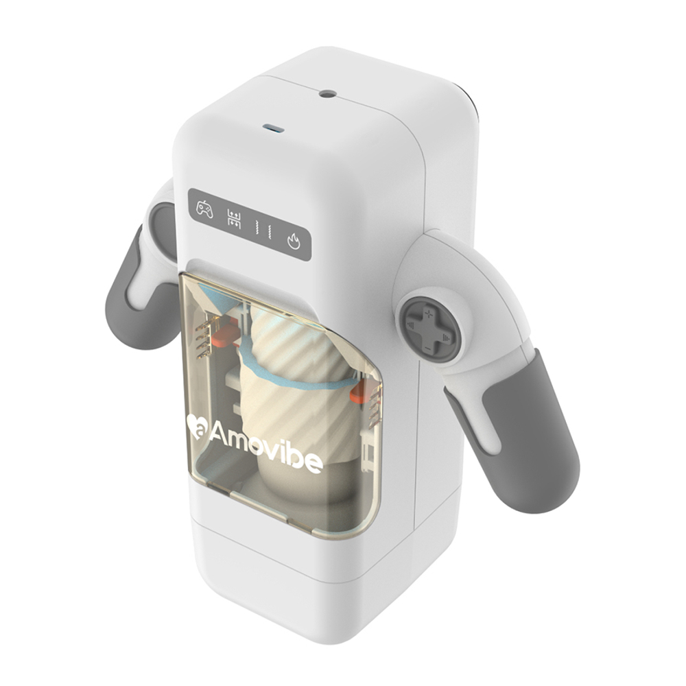 Автоматический белый робот-мастурбатор в виде игрового джойстика Amovibe Game Cup WRM Thrusting Male Masturbator