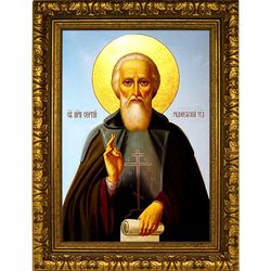 Сергий Радонежский Преподобный. Икона на холсте.