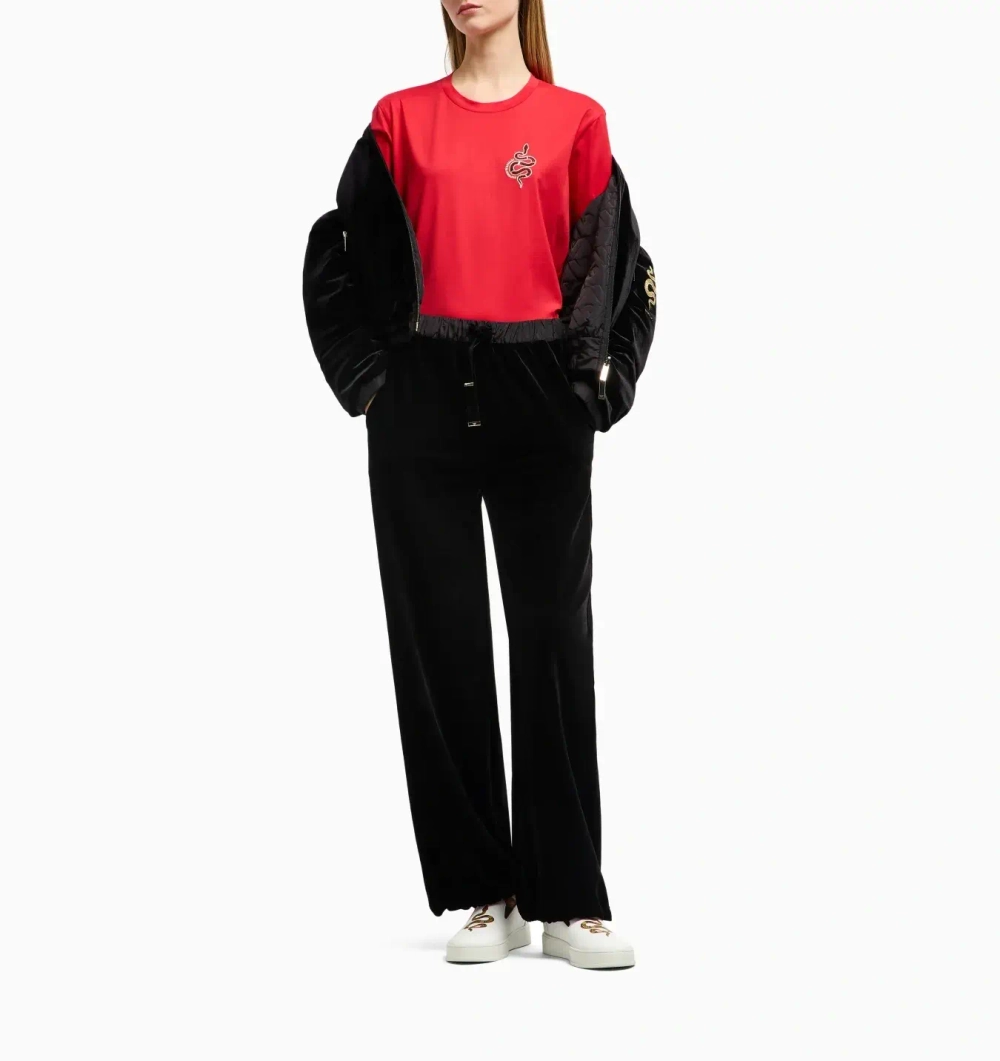 Футболка с вышивкой Lunar New Year из мерсеризованного трикотажа от Armani