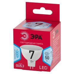 Лампочка светодиодная ЭРА RED LINE LED MR16-7W-840-GU5.3 R GU5.3 7 Вт софит нейтральный белый свет