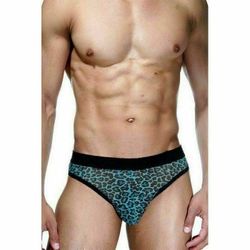Мужские трусы тонги синие с леопардовым принтом La Blinque LB15358
