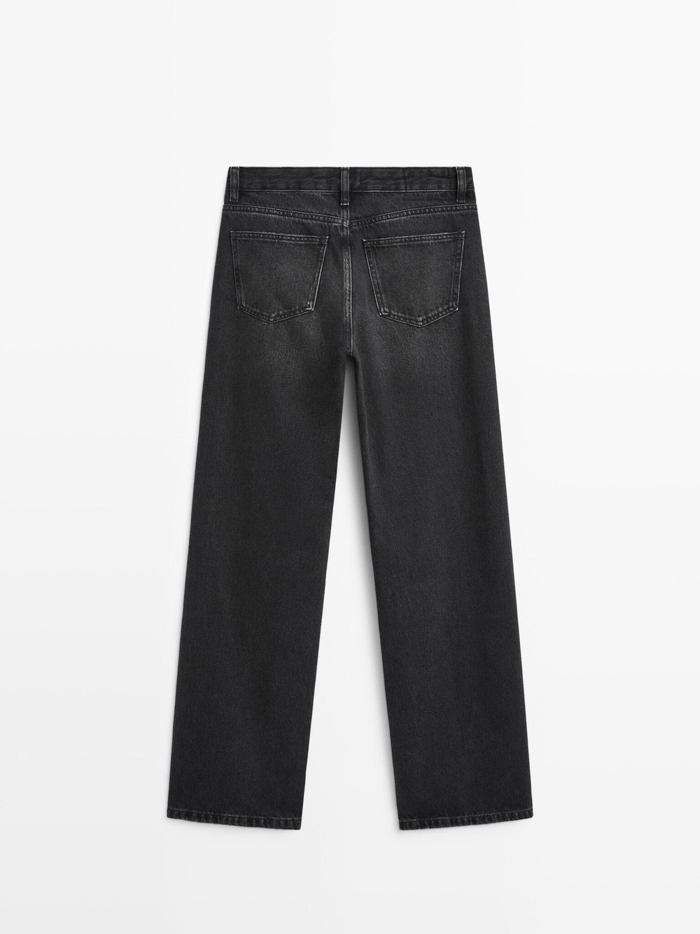 Massimo Dutti Джинсы со средней посадкой и широкими штанинами, черный