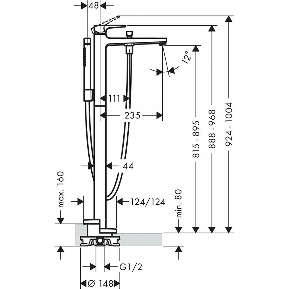 Смеситель для ванны Hansgrohe Metropol 32532140 шлифованная бронза