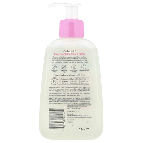 Cetaphil, питательное очищающее средство с маслом и пенкой, для нормальной и сухой кожи, 237 мл (8 жидк. унций)