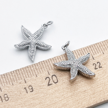Подвеска Морская звезда, цвет серебро (родий), размер 18*16 мм, цена за 1 шт
