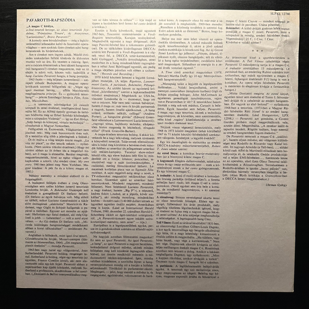 Luciano Pavarotti - A Magas C Kiralya (Венгрия 1974г.)