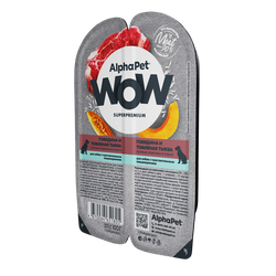 Консервы ALPHAPET WOW для собак с чувствительным пищеварением, с говядиной и томленой тыквой (ломтики в соусе) - 100 гр