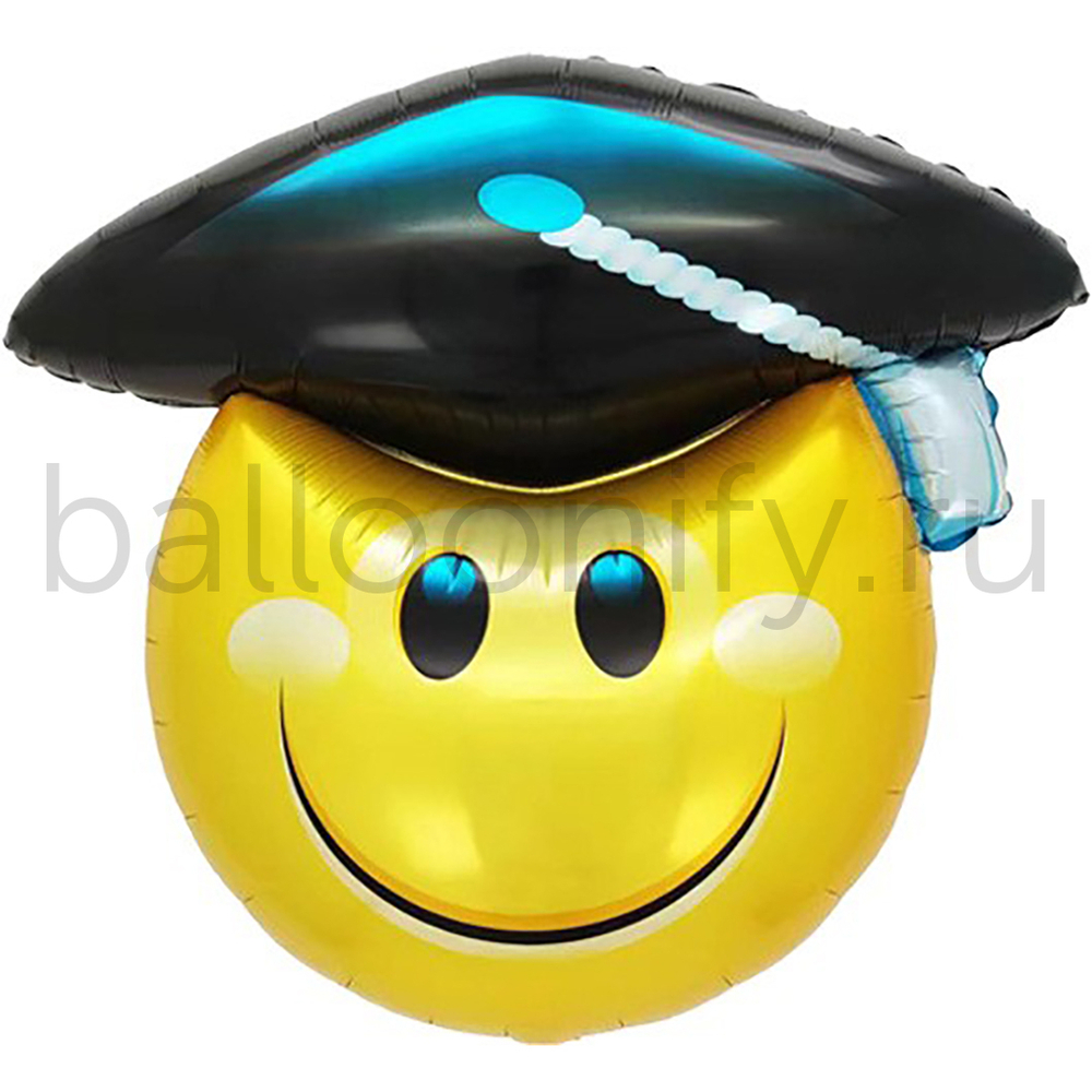 Шар (31''/79 см) Фигура, Смайл Выпускник, 1 шт.