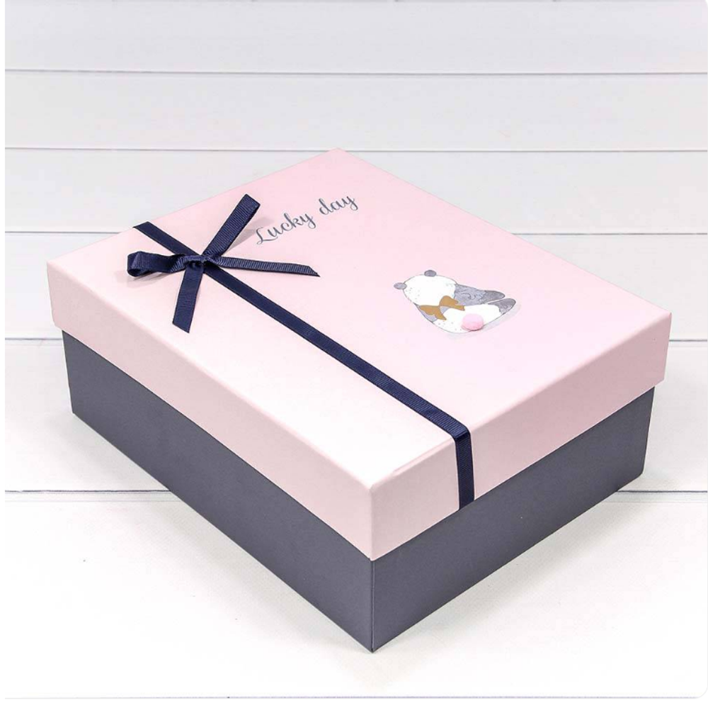 Коробки Прямоугольные с бантиком и хвостиком "Lucky day" Набор 3 шт. Синий/Розовый