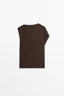 Massimo Dutti Асимметричный топ со спущенными плечевыми швами, пестро-коричневый