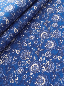 Ткань бязь плательная, рис. "Гжель", ширина 150 см, арт. 228