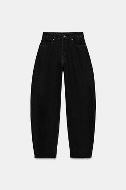 ZARA ДЖИНСЫ BARREL TRF С ВЫСОКОЙ ПОСАДКОЙ, ЧЕРНЫЙ