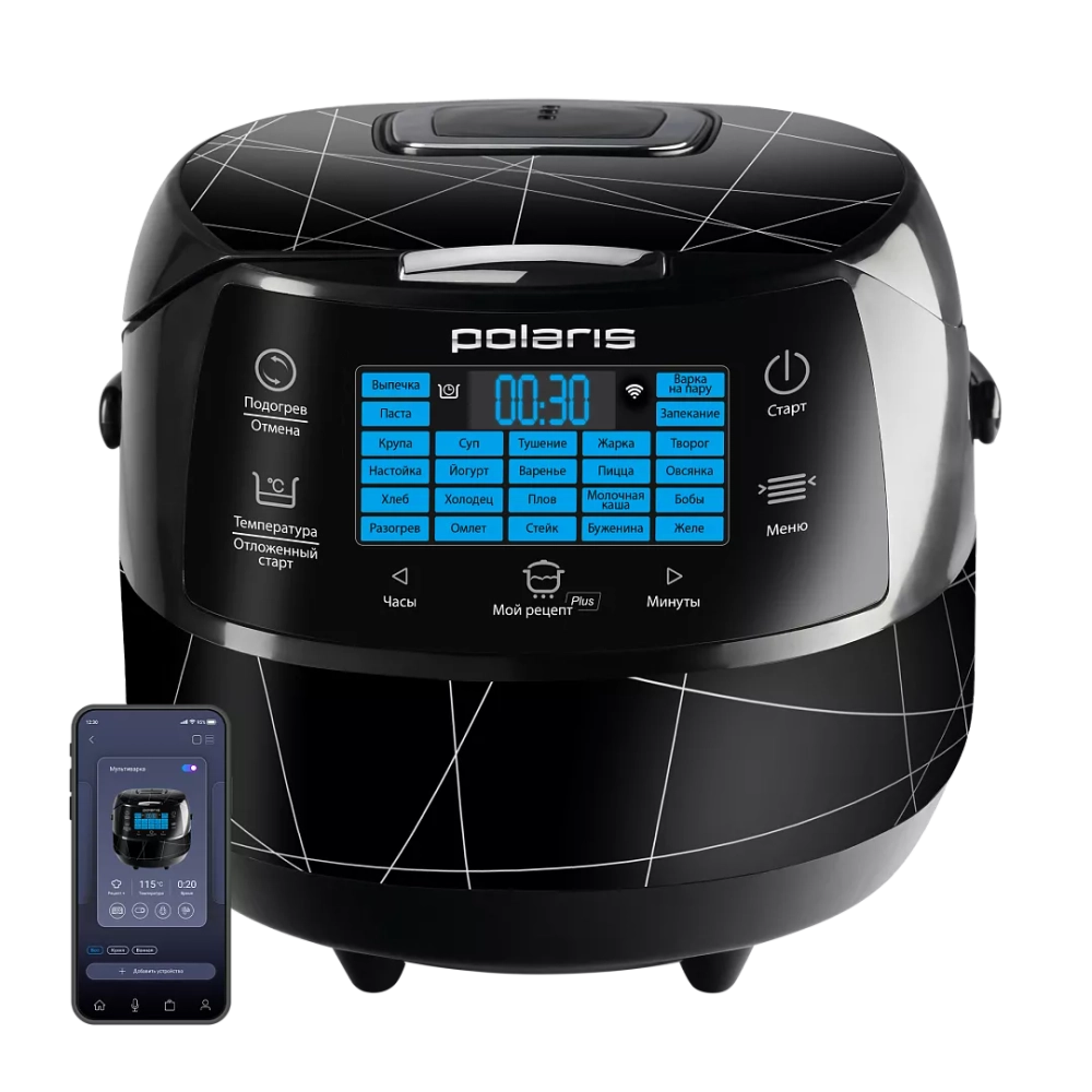 Мультиварка Wi-Fi IQ Home PMC 5017, 5 л, 860 Вт, 75 программ, черная