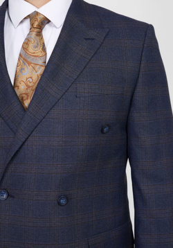 Мужской двубортный костюм (синий) В93