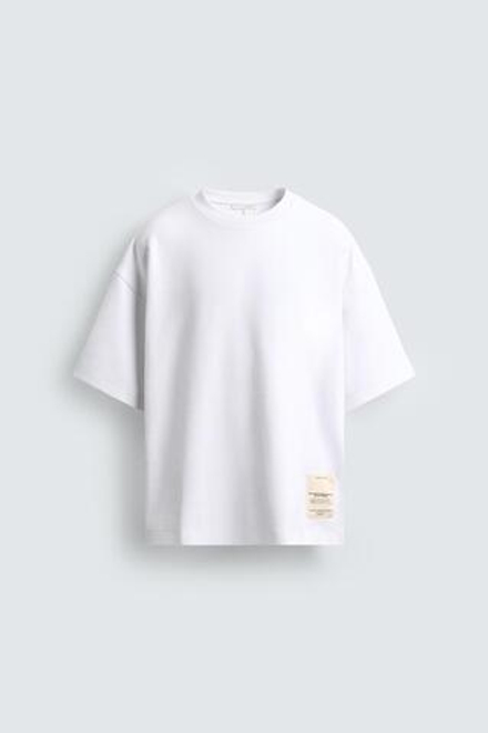 ZARA ТОЛСТОВКА INTERLOCK С НАШИВКОЙ, БЕЛЫЙ