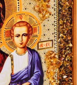 AMB-71/ 5 Икона Божией Матери «Смоленская» (с янтарной крошкой) дер.краш.рамка 21х30