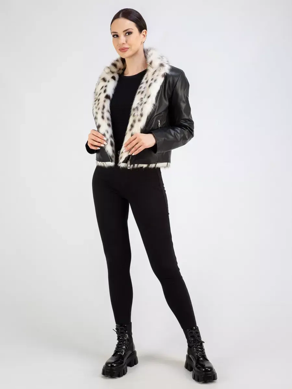 Кожаная куртка демисезонная утепленная косуха