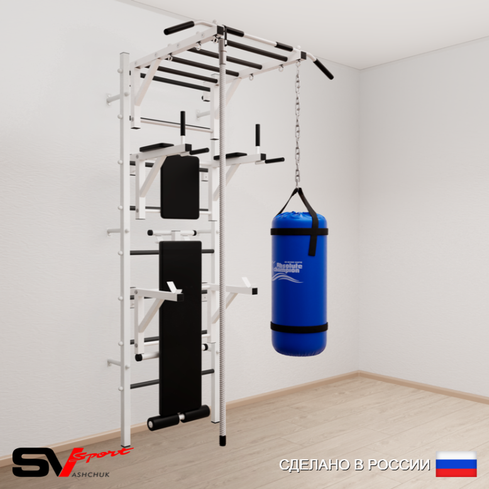 Шведская стенка Sv Sport 5601 (Турник рукоход/Брусья/Стойка/Скамья/Канат/Цепь/Мешок 15кг)