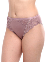 Женские трусики средней посадки из хлопка и кружевного полотна (Размер: L) (Цвет: грязно-розовый)