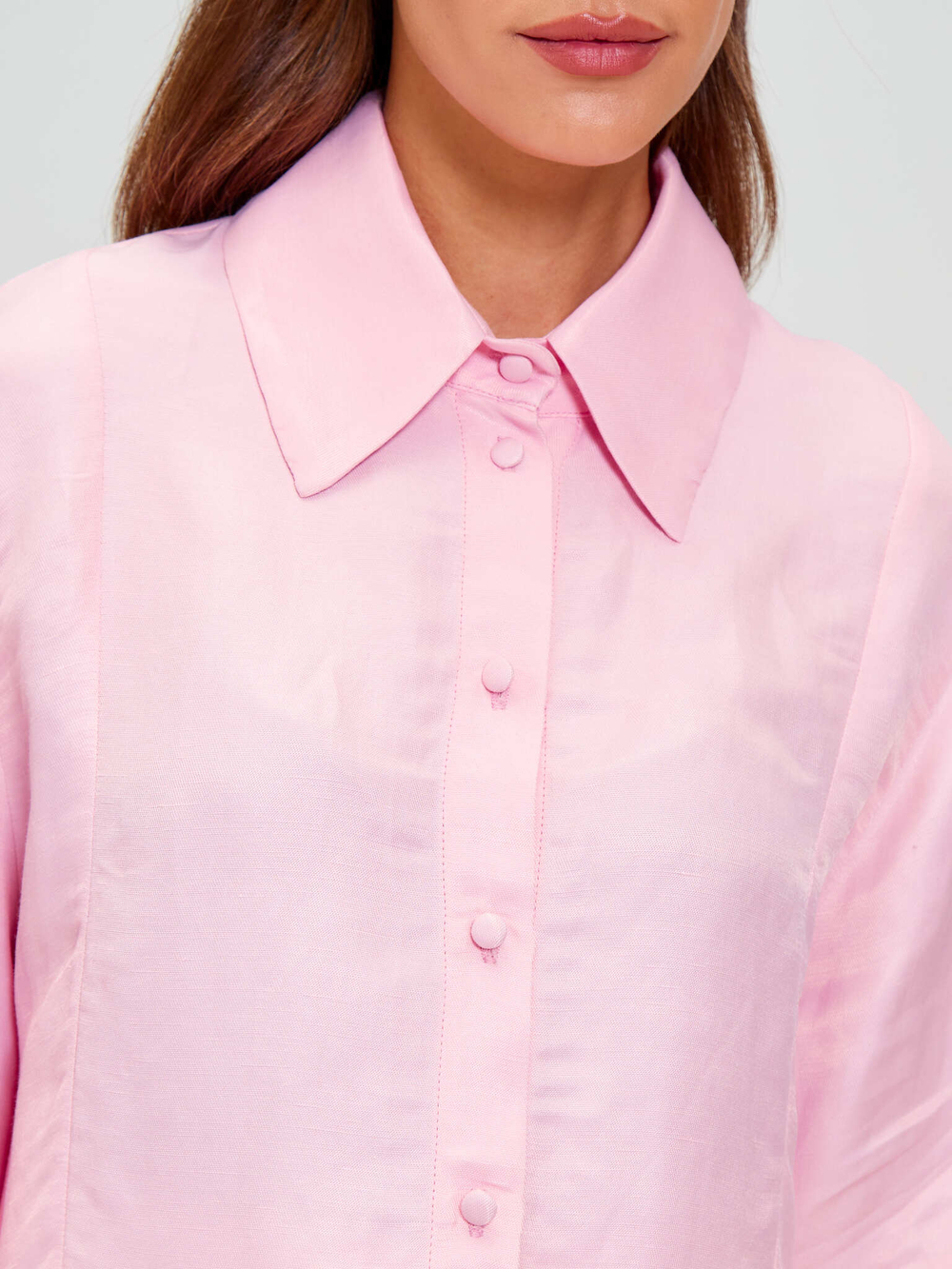 Рубашка льняная розовая