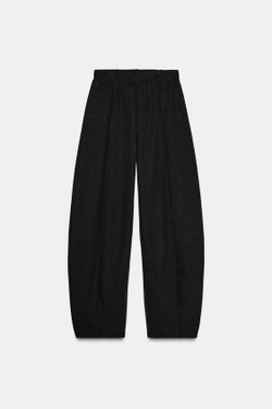 ZARA МЯГКИЕ ШИРОКИЕ БРЮКИ, ЧЕРНЫЙ МЕЛАНЖ