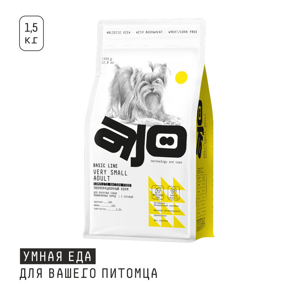 AJO Dog Very Small Adult для взрослых собак миниатюрных пород 1,5 кг