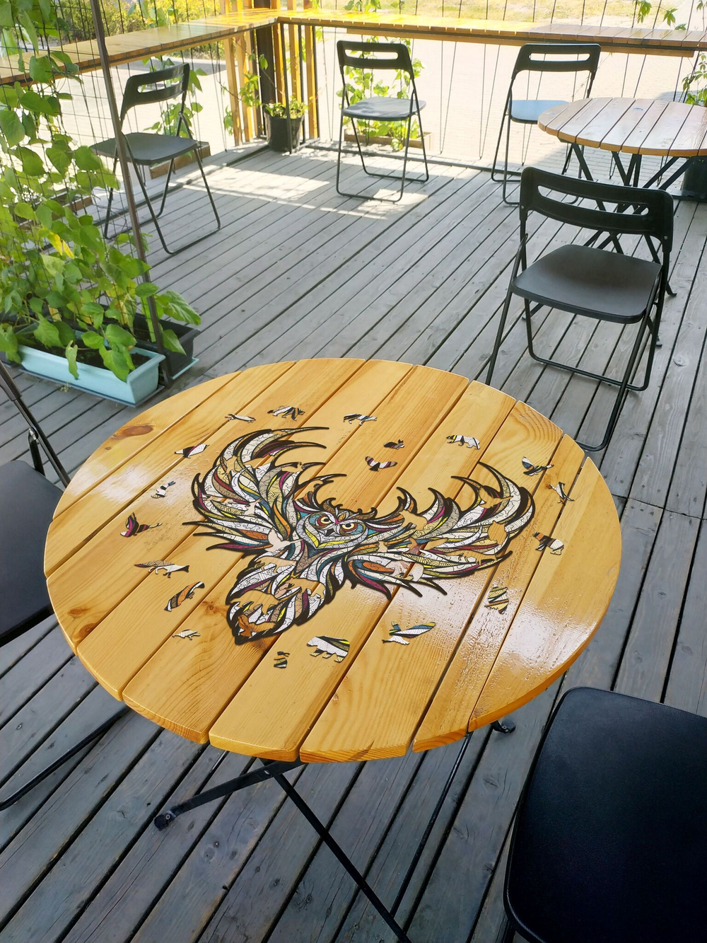 Деревянный, фигурный пазл EWA Мудрая Сова S 21x22 см