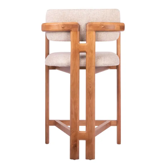 Полубарный стул Oberon 71 см, бежевая рогожка, ножки орех