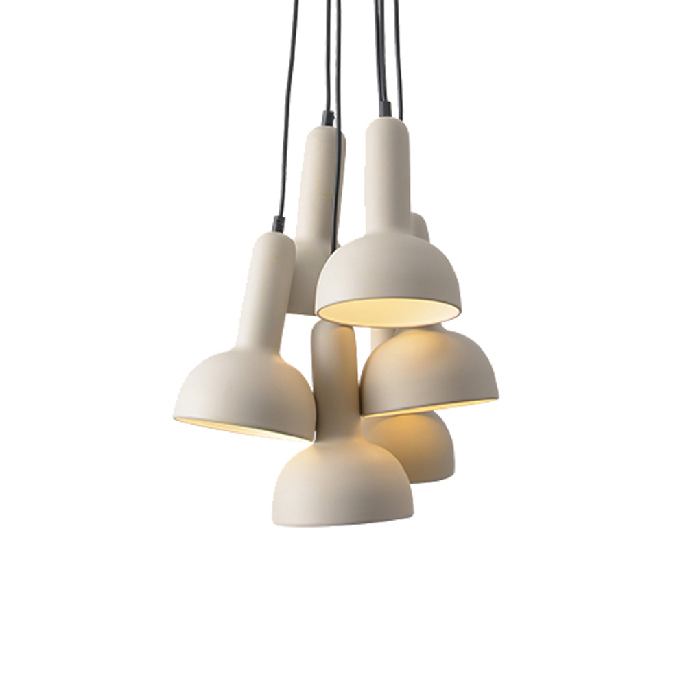 Pendant design lamp  TORCH S2 by Sylvain Willenz (White,  6 lampshades)
