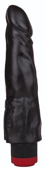 Чёрный вибромассажер с широким основанием - 18,8 см. (Цвет: черный)