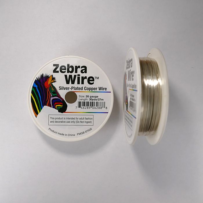 Проволока серебристая с медным сердечником Zebra Wire, 0,4 мм, посеребренная, 27 м